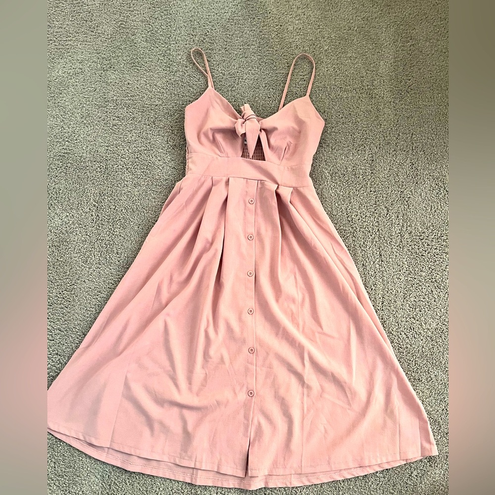 Pink Tie Front Midi Dress size S